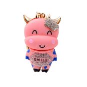 Cow shape animal keychain lovely 3d rhinestone keychain images