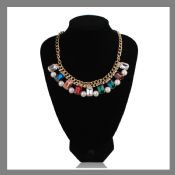 Custom design colored crystal glass pendant pearl necklace images