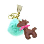 Giraffe shape Leather key chain wholesale with fur ball key chain images