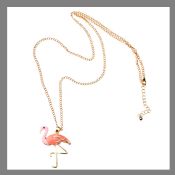 Gold plated chain necklace crane animal pendant images