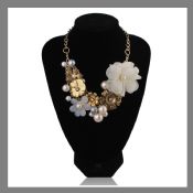 Gold plated chain necklace flower pearl pendant images