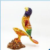Caixa de estanho Trinket cotovia pássaro forma ofício do Metal esmalte images