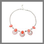 Czerwony kamień szlachetny akryl naszyjnik wisiorek krótki moda biżuteria images