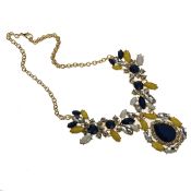 Women Accessories Statement Yellow Gemstone Beaded Bib Necklace images