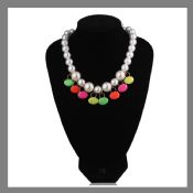 Womens colored acrylic stone pearl necklace custom jewelry images