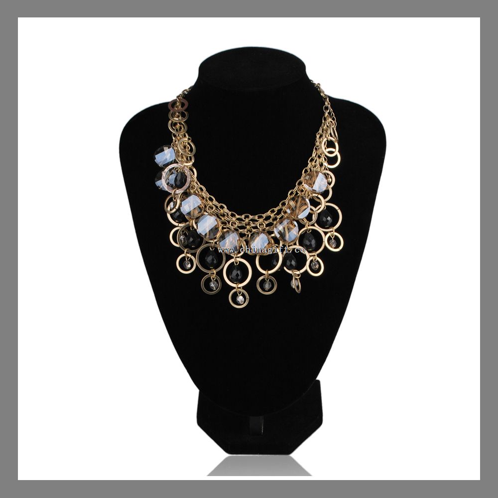 Luxury design alloy pendant crystal glass chunky necklace