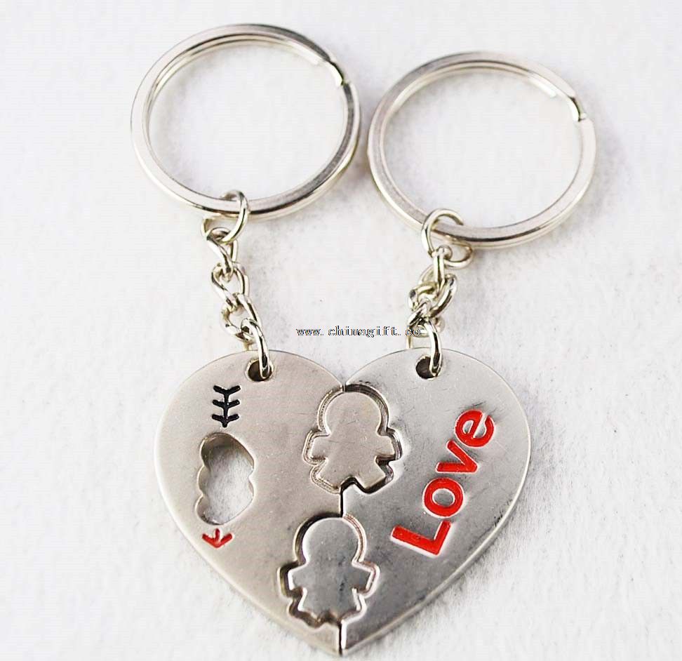 Metal te amo lindo casal keychain