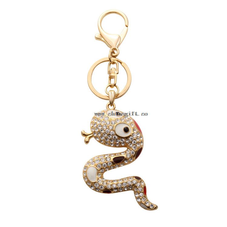 Kedatangan gantungan kunci baru cap ular kristal keychain hadiah untuk pacar perhiasan