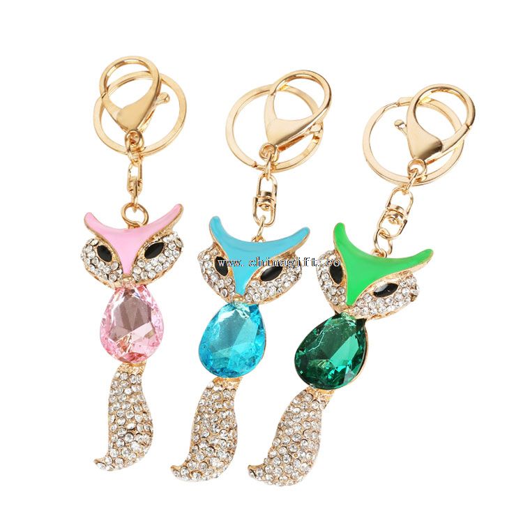 New charm hot selling items fox shape rhinestone keychain