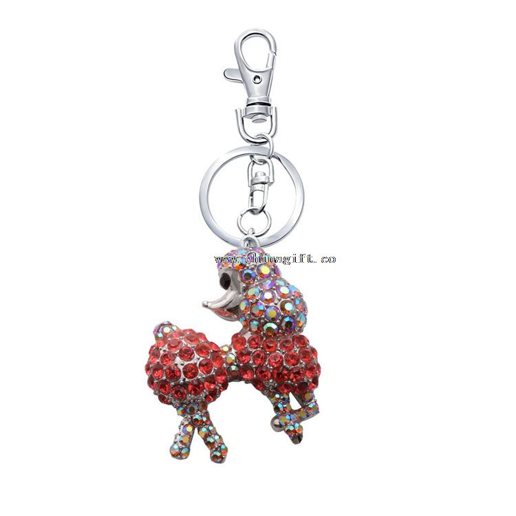 Nouveau design chien keychain bijoux cadeau sac strass porte-clés timbre