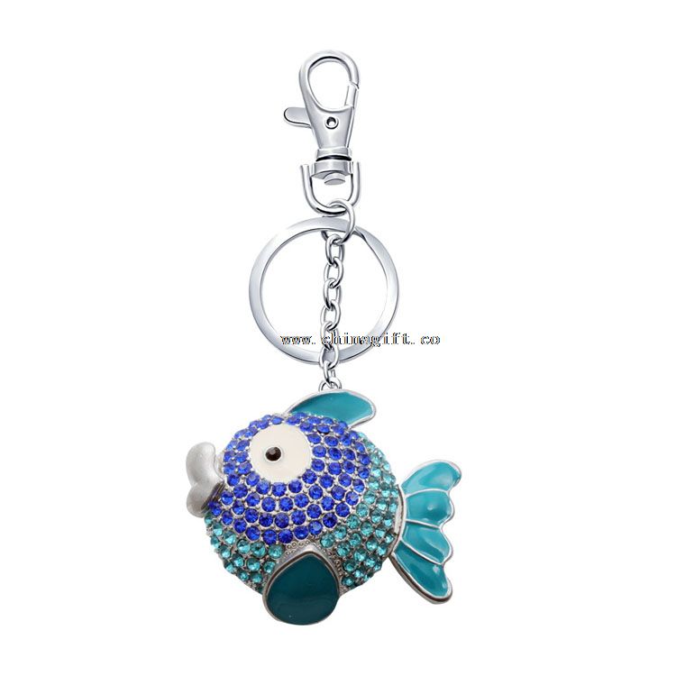 New design fish keychain giveaways promotional rhinestone keychain