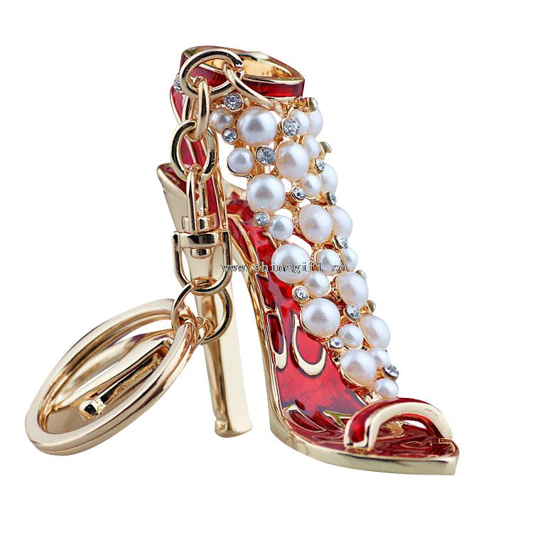 New design high heel shoe keychain crystal keychain