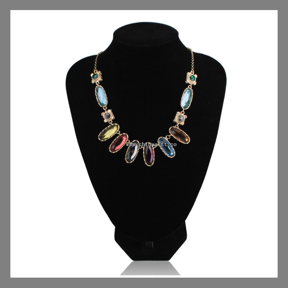 New fahsion colored luxury geometry crystal necklace