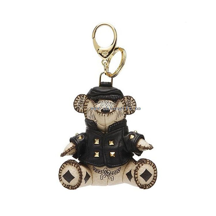 New key chain ring bear keychain genuine leather car keychain