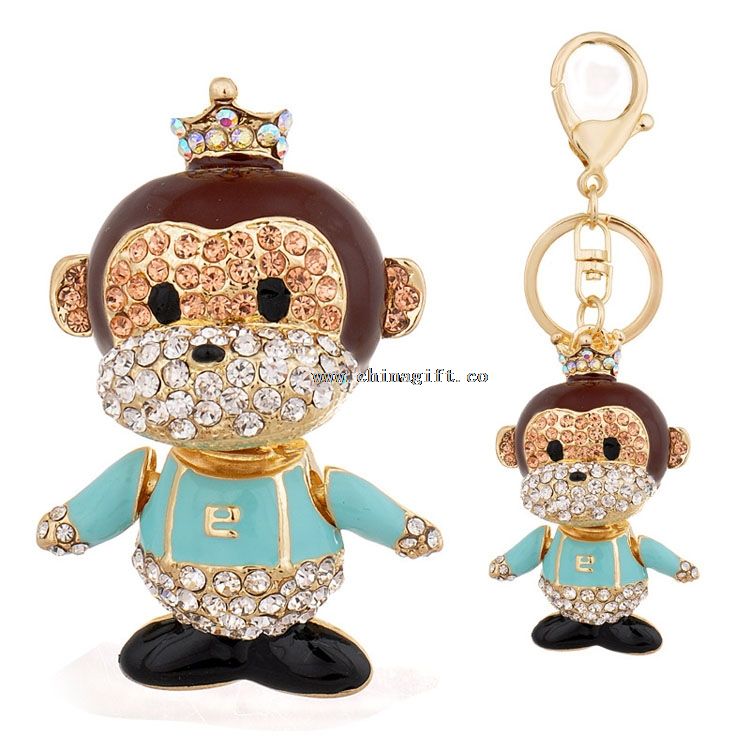 New rhinestone keychain beautiful monkey keychain bulk buy from china
