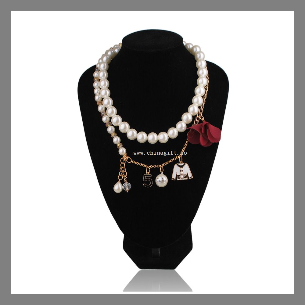 Luxusní perlový náhrdelník pozlacený řetěz šperky