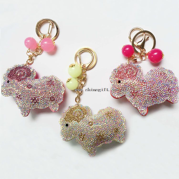 Personalized Jeweled rhinestone keychains cheap rhinestone keychain rhinestone sheep shape