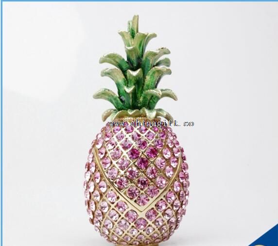 Pineapple Jeweled Trinket Box Jewelry Box with Crystal Stones