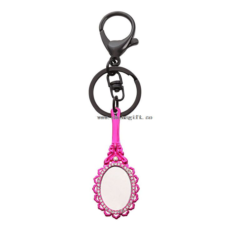 Pink keychain cermin kustom keychain rhinestone keychain untuk gadis-gadis tas