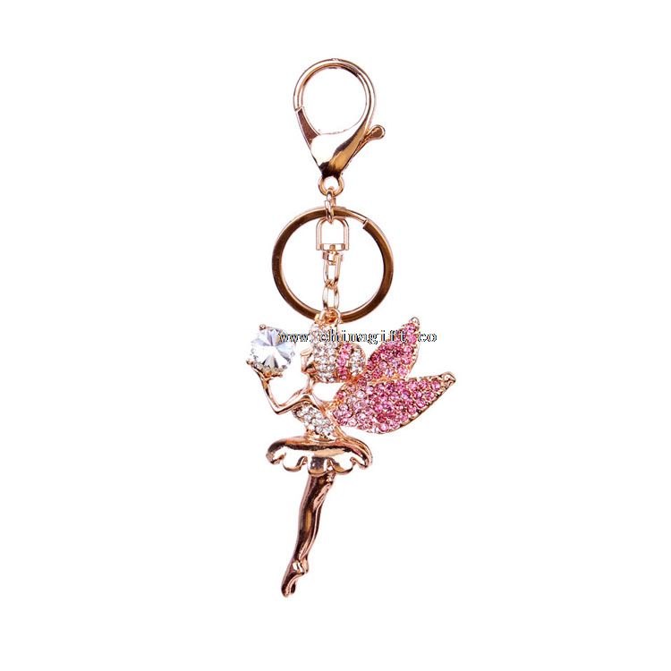 Pink new arrival rhinestone keychain wedding favors angel girl