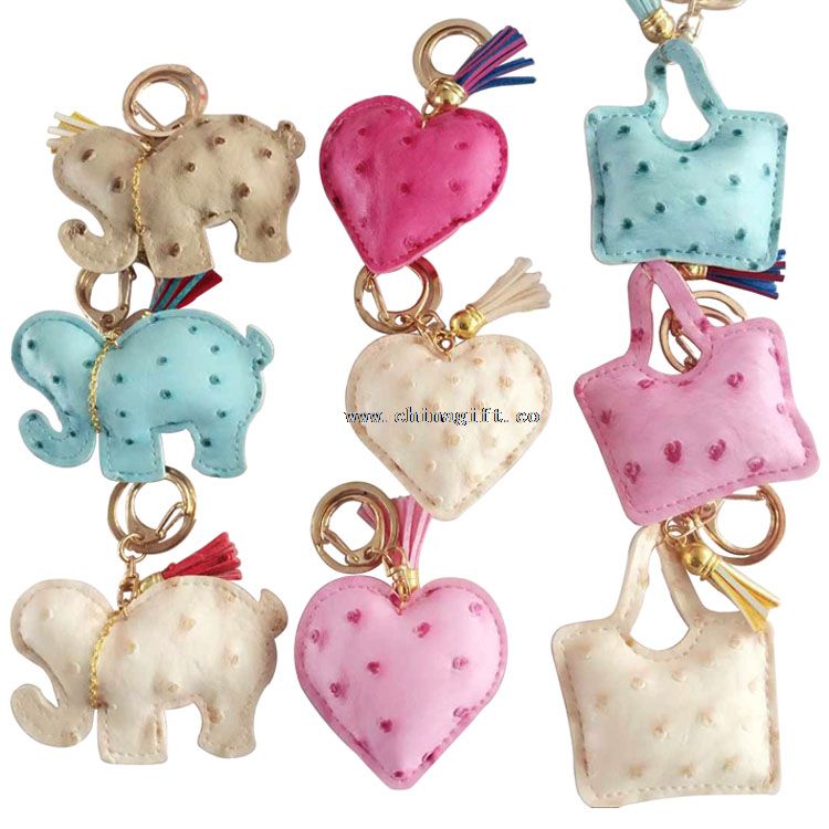 PU animal shape Keychains for mobile phones