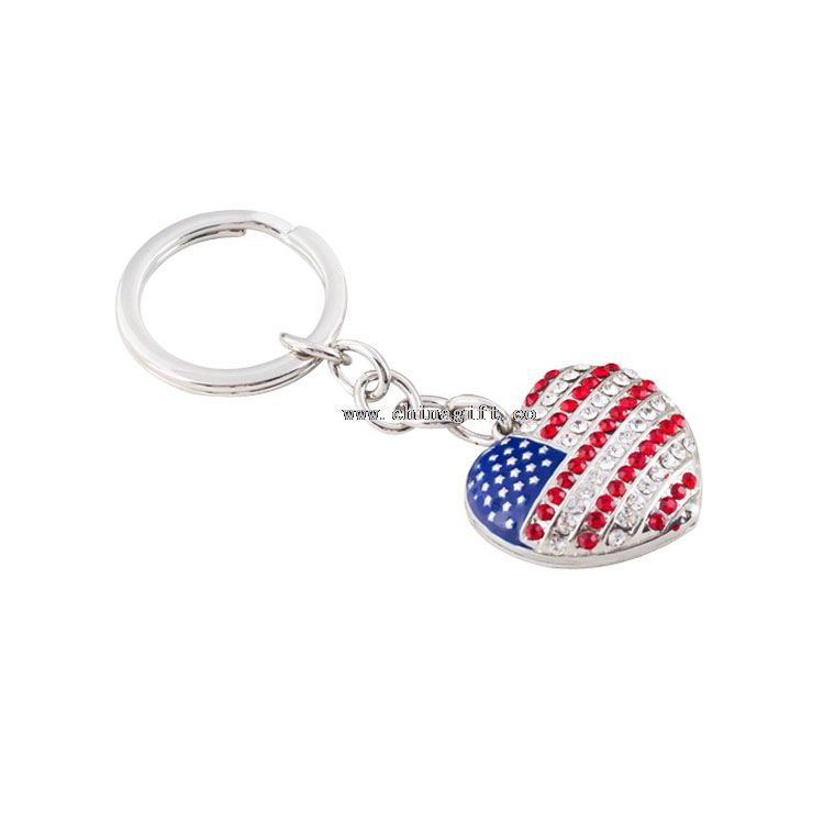 Heart shape key ring rhinestone keychain