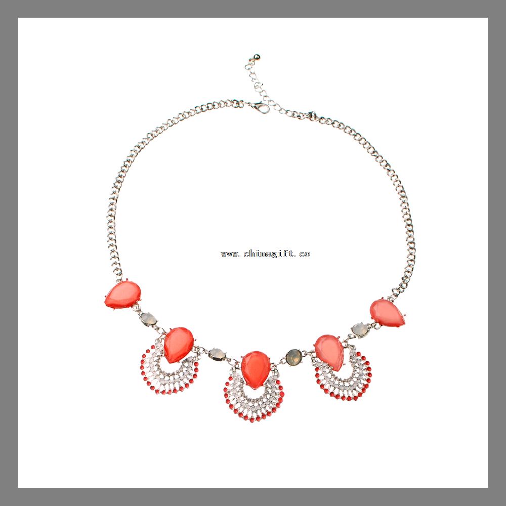Vermelho acrílico gemstone colar pingente curto moda joias