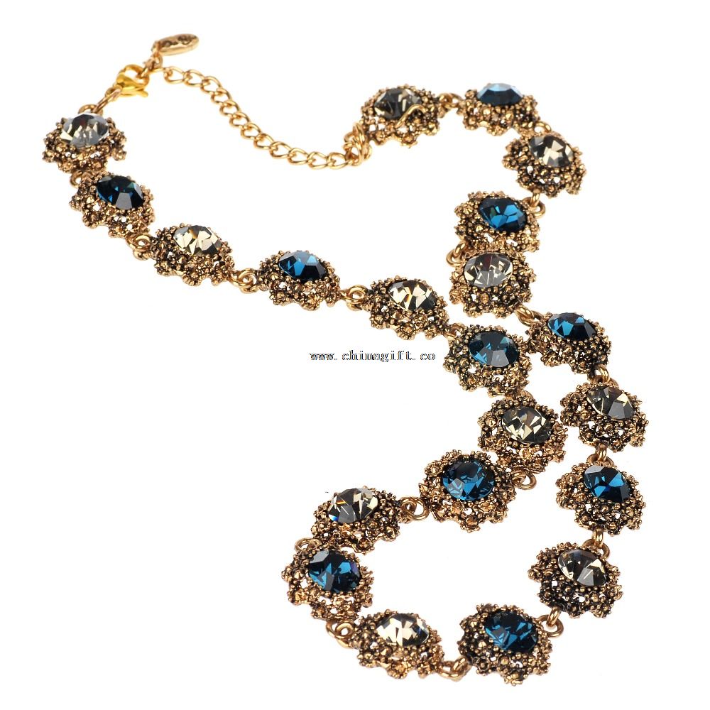 Restoration chain diamond flower woman necklace