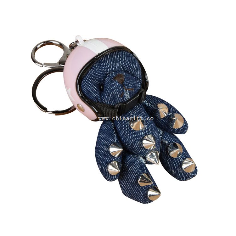 Rhinestone bling stuffed bear Keychain charm helmet keychain plush toy keychain gift