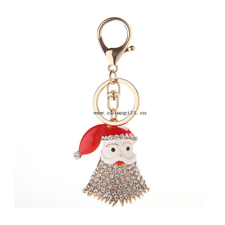 Natal Santa Claus gantungan kunci berlian imitasi gantungan kunci