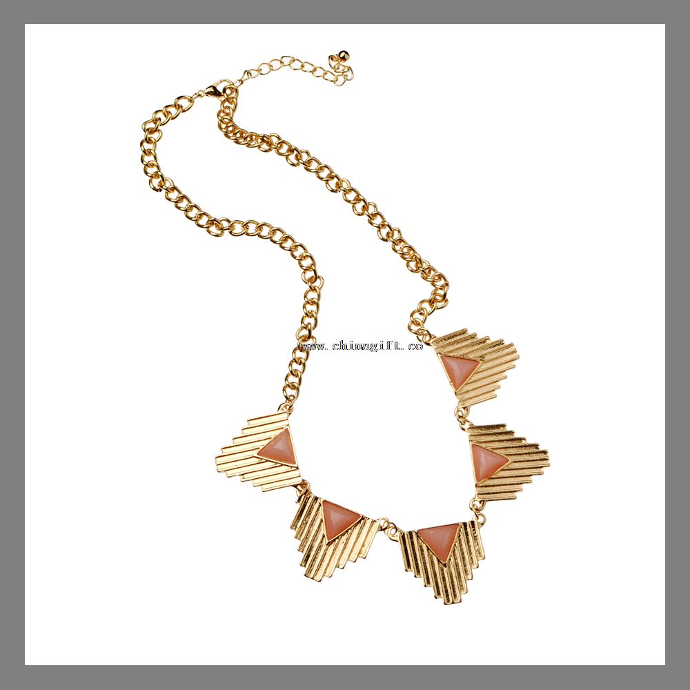 Triangle gemstone necklace gold plated chain pendant
