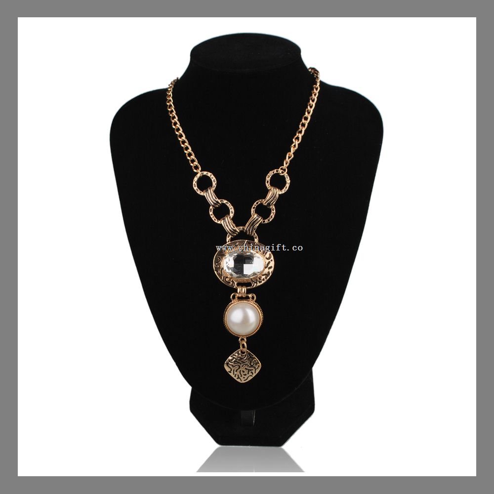 Vintage style crystal necklace alloy custom pendant