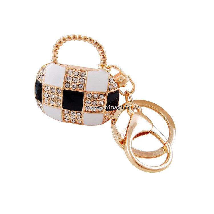 Wholesale bag ladies cheap custom keychains crystal keychain for handbag