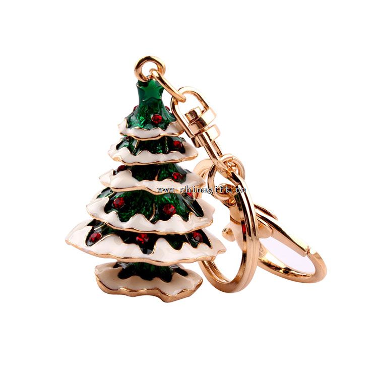 Wholesale bling keychain christmas tree keychain