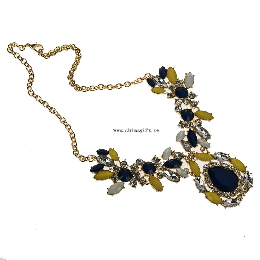 Femmes accessoires déclaration gemme jaune perlé Bib Necklace