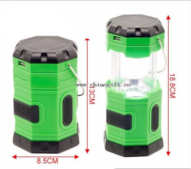 USB Mobile lader AC og Solar oppladbare 6LEDs camping lanterne ledet