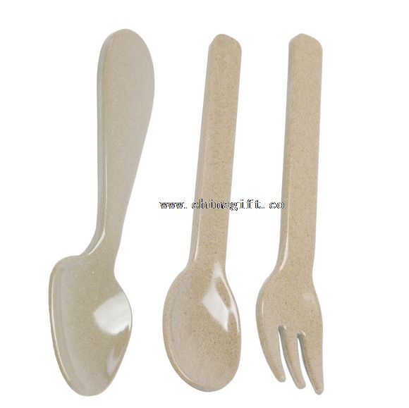 Eco-Friendly riso dello scafo di tipi riutilizzabili di cucchiaio e forchetta spork