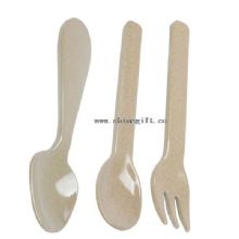 Eco-Friendly rice hull reusable kinds of spoon and fork spork images