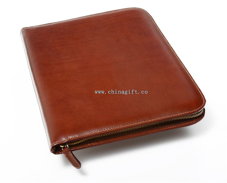 A4 Zippered Leather Portfolio Case