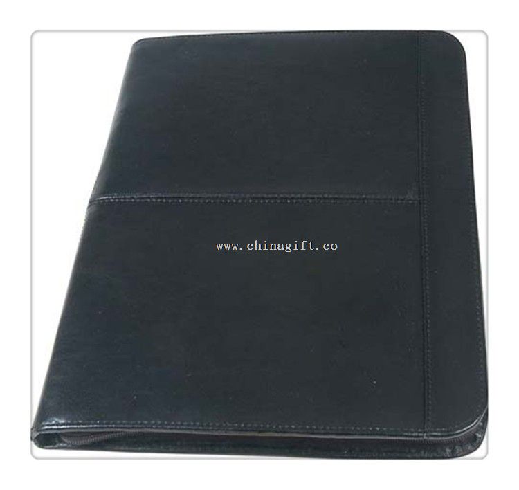 Black Classic Business Zip PU Leather Portfolio