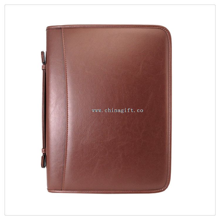 Leather Folder Bag with Built in Calculator and Handle
