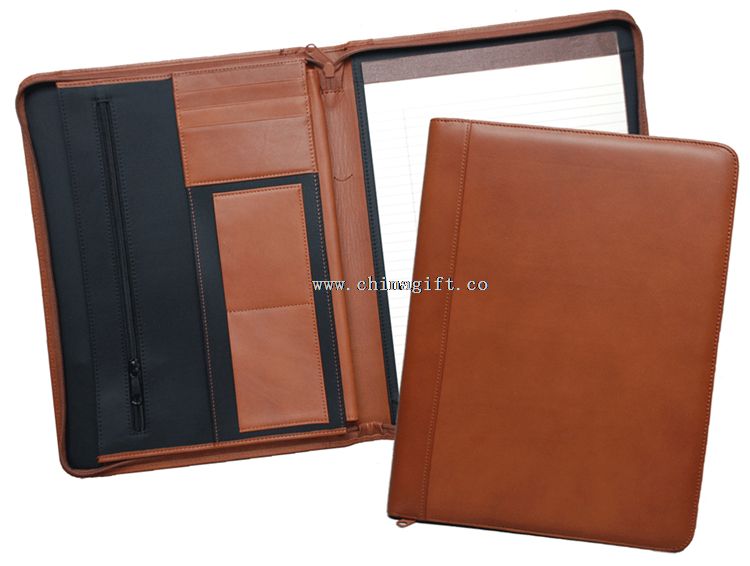 Zippered Leather Portfolio Folder