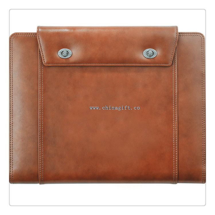 Twist-Lock Tri-Fold coklat PU kulit portofolio desain Fashion