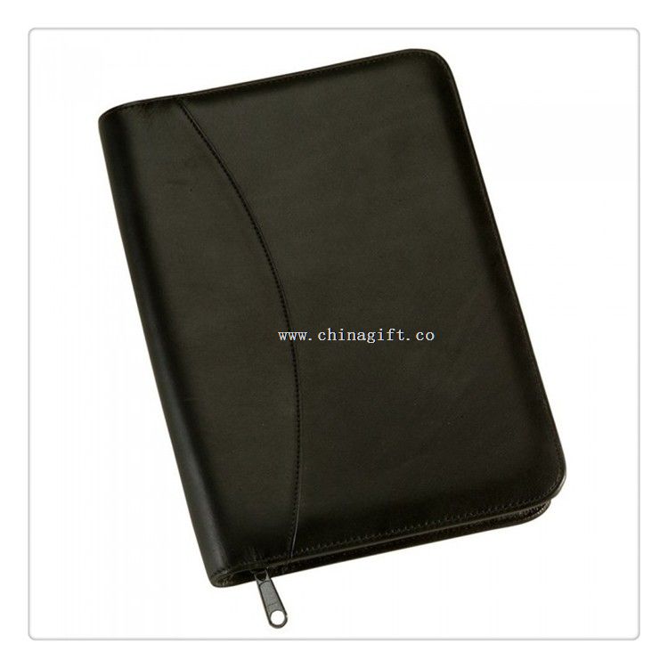 Padfolio de moda de cuero con cremallera