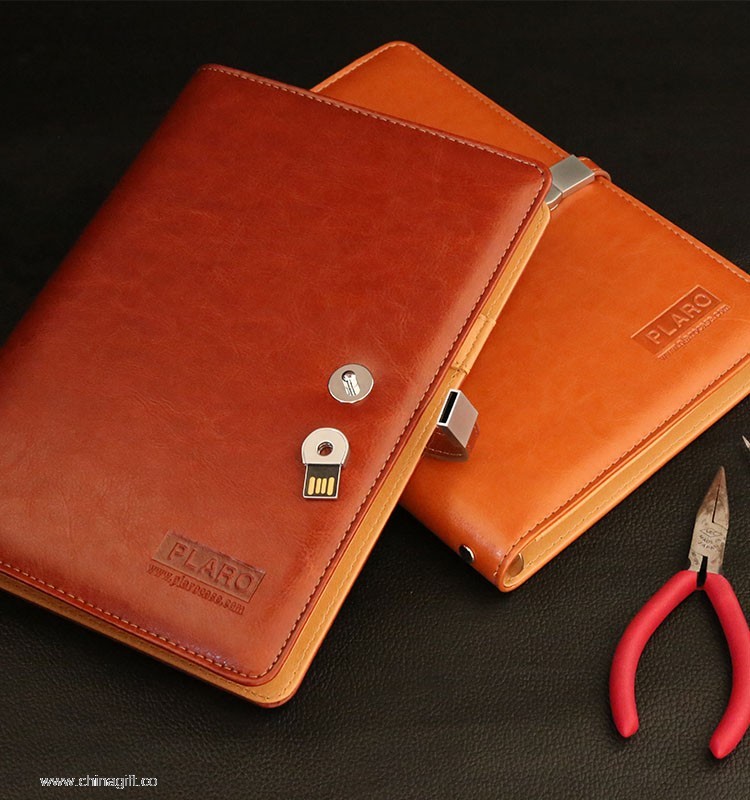 leather business powerbank for notebook with USB flash Drive
