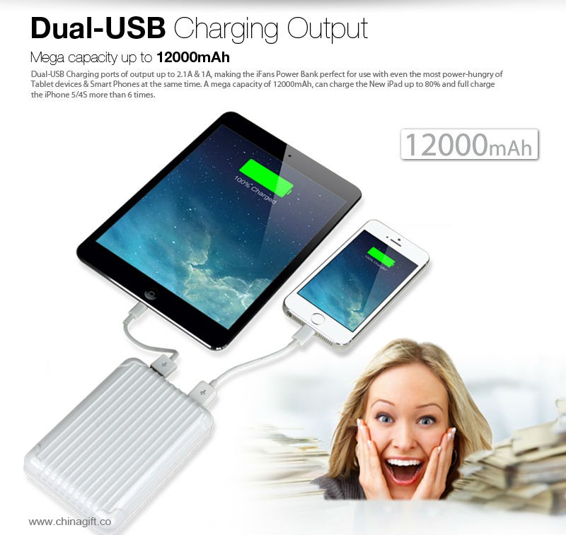 12000mah powerbank bagage form