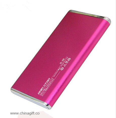 slim mental power bank with led light