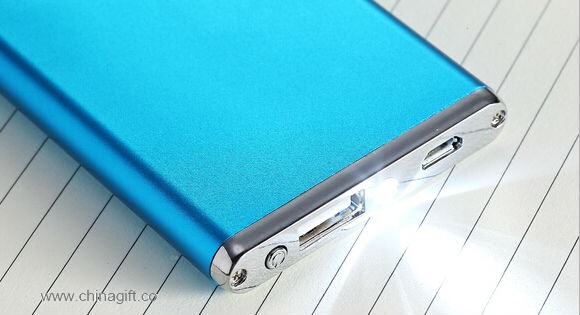 slim mental power bank with led light