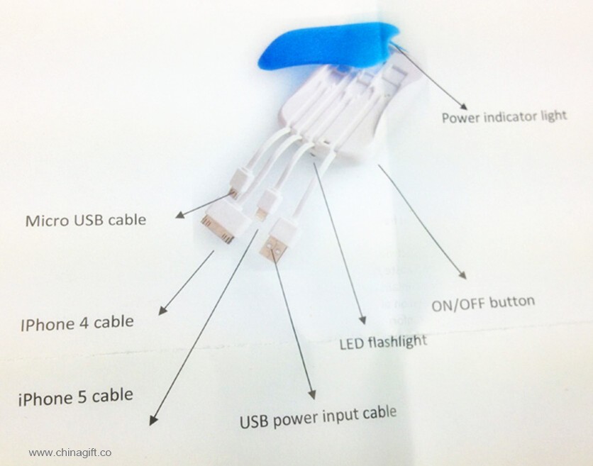  indbyggede kabler power bank