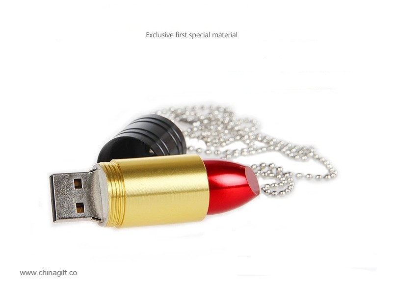 rossetto metallo forma usb flash drives con logo